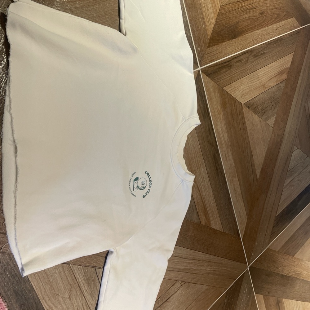 White Long Sleeve Sweatshirt with Green Logo